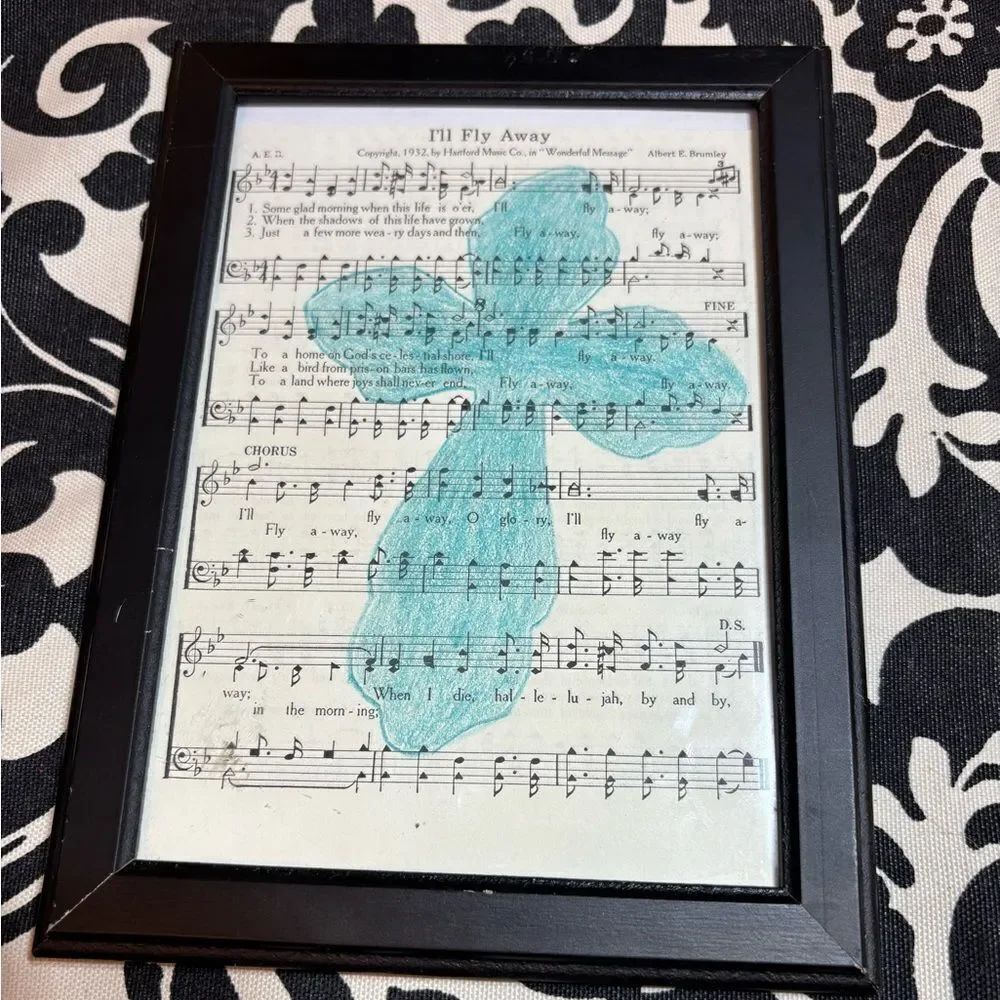 I’ll Fly Away Vintage Framed Christian Religious Hymn 5 x 7 Wall or Table Displa